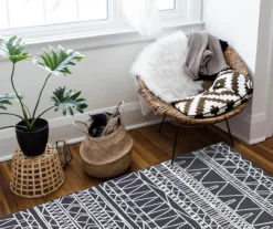 My Magic Carpet Chelsea Aztec Dark Gray Washable Area Rug -Home Store 810537767 2