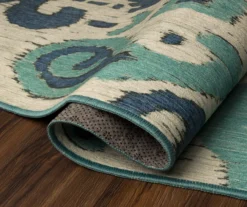 My Magic Carpet Ochre Ikat Steel Blue Washable Runner, (2'6" X 7') -Home Store 810537779 4