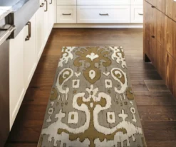 My Magic Carpet Ochre Ikat Gray & Gold Washable Runner, (2'6" X 7') -Home Store 810537785 2