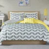 Darcy Yellow Chevron Full/Queen 5-Piece Duvet Cover Set -Home Store 810538039 810538040 810538044