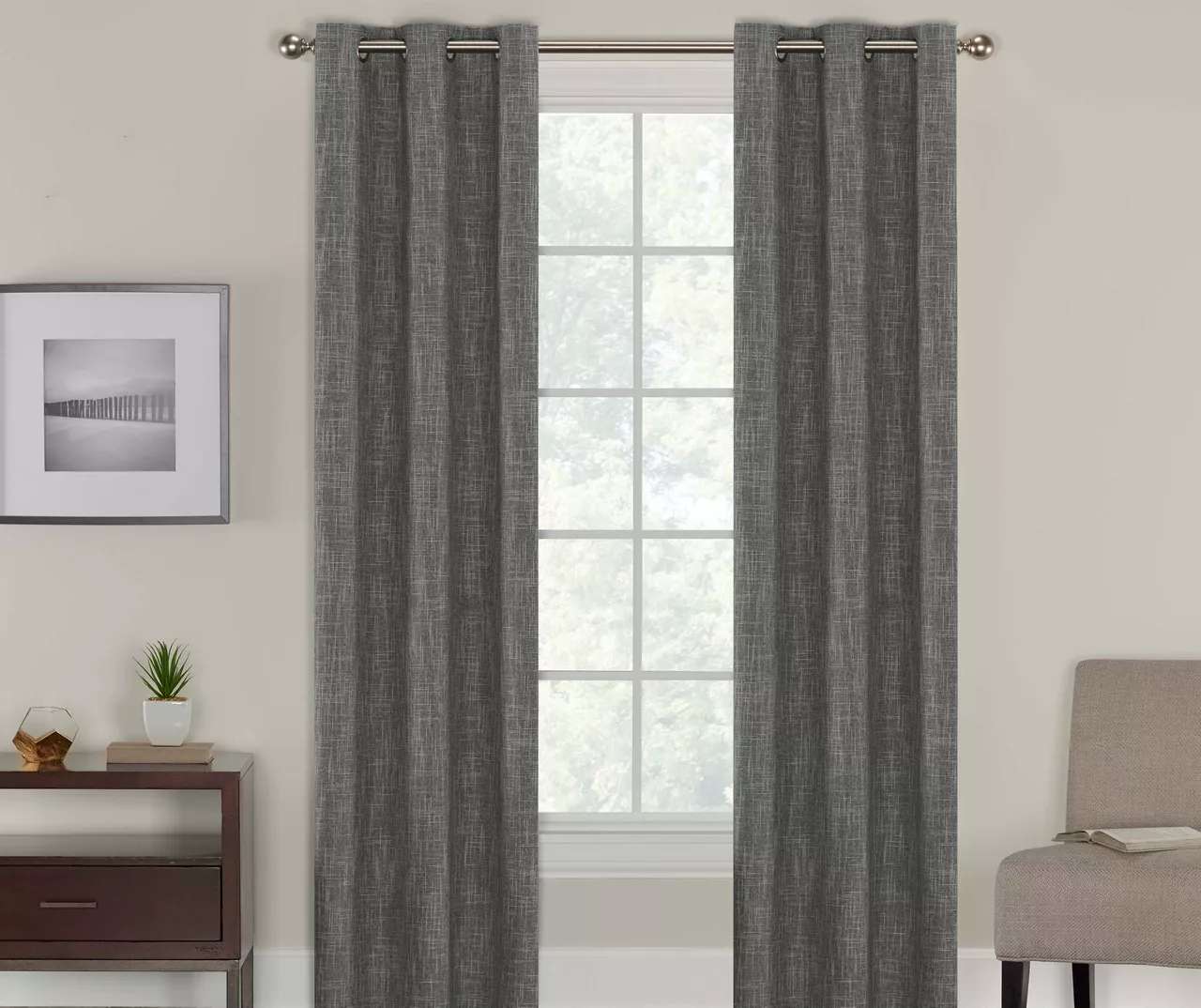 Eclipse Alec Crosshatch Blackout Grommet Curtain Panel Pair 6 Eclipse Alec Crosshatch Blackout Grommet Curtain Panel Pair - Image 4
