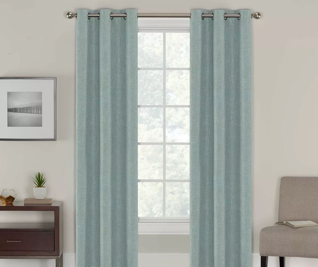 Eclipse Alec Crosshatch Blackout Grommet Curtain Panel Pair 8 Eclipse Alec Crosshatch Blackout Grommet Curtain Panel Pair - Image 6