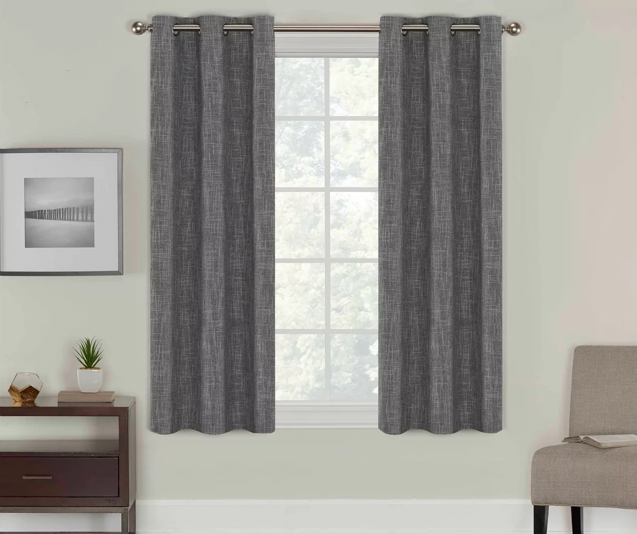 Eclipse Alec Crosshatch Blackout Grommet Curtain Panel Pair 5 Eclipse Alec Crosshatch Blackout Grommet Curtain Panel Pair - Image 3