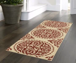 Red & White Medallion Accent Rug, (20" X 60") -Home Store 810539127 1
