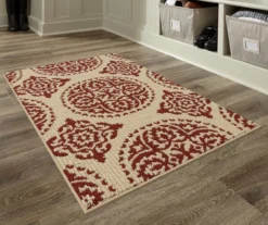 Red & White Medallion Accent Rug, (30" X 46") -Home Store 810539128 1