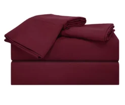 Rhubarb Red Microfiber Queen 4-Piece Sheet Set