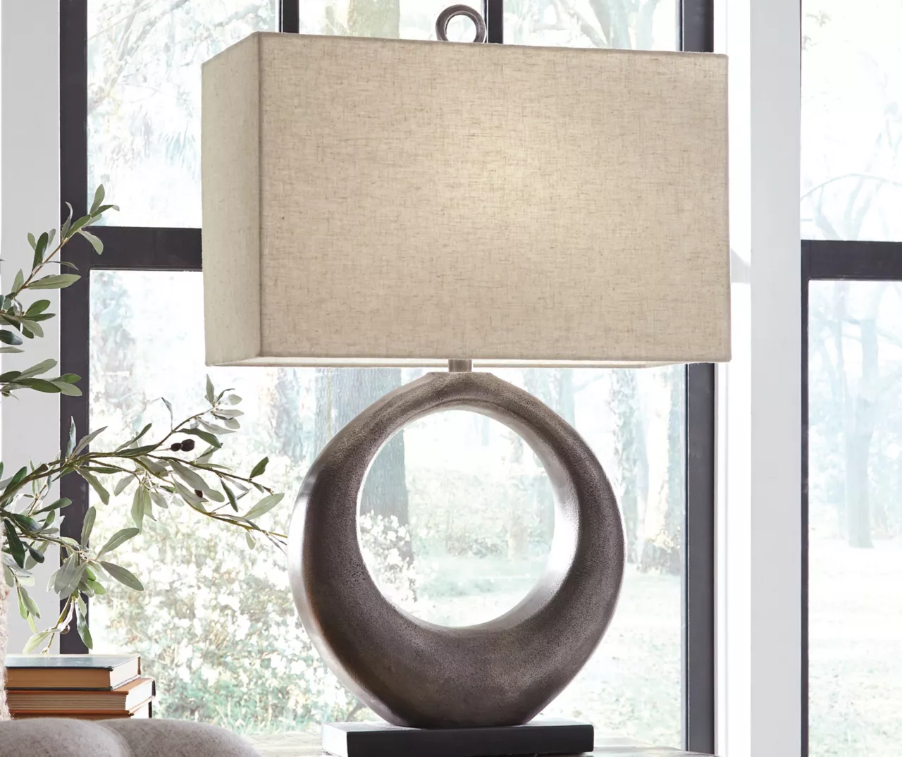 Antique Silver-Finish Saria Modern Table Lamp 4 Antique Silver-Finish Saria Modern Table Lamp - Image 2