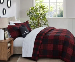 Red Buffalo Plaid Rochester Reversible Twin 6-Piece Comforter Set -Home Store 810547533 810547534 810547687 810547688 810547689 6