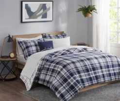 Navy Plaid Leroy Reversible California King 8-Piece Comforter Set -Home Store 810547535 1