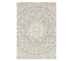 Capetah Ivory Floral Area Rug, (5.3' X 7.6')