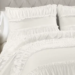 Nova White Ruffled Full/Queen 3-Piece Comforter Set -Home Store 810552875 21