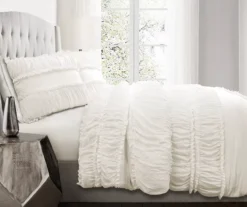 Nova White Ruffled Full/Queen 3-Piece Comforter Set