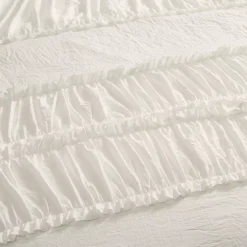 Nova White Ruffled Full/Queen 3-Piece Comforter Set -Home Store 810552875 3