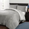 Gray Stripe Plush Full/Queen 3-Piece Comforter Set 1 Gray Stripe Plush Full/Queen 3-Piece Comforter Set -Home Store 810552878