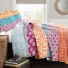 Fuchsia & Orange Bohemian Pattern Stripe Full/Queen 3-Piece Quilt Set 2 Fuchsia & Orange Bohemian Pattern Stripe Full/Queen 3-Piece Quilt Set -Home Store 810552951