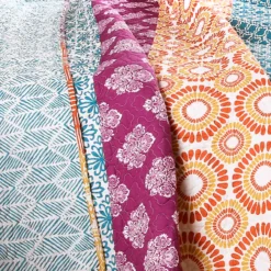 Fuchsia & Orange Bohemian Pattern Stripe Full/Queen 3-Piece Quilt Set 17 Fuchsia & Orange Bohemian Pattern Stripe Full/Queen 3-Piece Quilt Set -Home Store 810552951 41