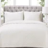 Ava White Diamond-Quilted Full/Queen 3-Piece Quilt Set -Home Store 810552952