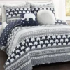 Navy & White Elephant Geometric Stripe Twin 4-Piece Quilt Set 1 Navy & White Elephant Geometric Stripe Twin 4-Piece Quilt Set -Home Store 810552964