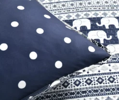 Navy & White Elephant Geometric Stripe Twin 4-Piece Quilt Set -Home Store 810552964 4