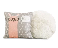 Gray & Pink Llama Pattern Block Full/Queen 5-Piece Quilt Set -Home Store 810552996 11