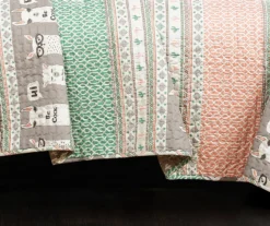 Gray & Pink Llama Pattern Block Full/Queen 5-Piece Quilt Set -Home Store 810552996 21