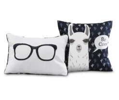 Navy & White Llama Pattern Block Full/Queen 5-Piece Quilt Set -Home Store 810552997 1