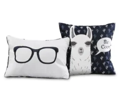 Navy & White Llama Pattern Block Full/Queen 5-Piece Quilt Set -Home Store 810552997 11