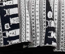 Navy & White Llama Pattern Block Full/Queen 5-Piece Quilt Set -Home Store 810552997 21