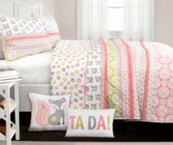 Pink & Gray Fox Ruffle Pattern Block Full/Queen 5-Piece Quilt Set 13 Pink & Gray Fox Ruffle Pattern Block Full/Queen 5-Piece Quilt Set -Home Store 810553002 11