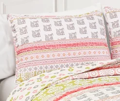 Pink & Gray Fox Ruffle Pattern Block Full/Queen 5-Piece Quilt Set 12 Pink & Gray Fox Ruffle Pattern Block Full/Queen 5-Piece Quilt Set -Home Store 810553002 4