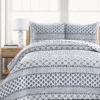 Monique White & Navy Pattern Stripe Full/Queen 3-Piece Quilt Set -Home Store 810553034