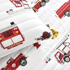 White & Red Fire Truck Twin 3-Piece Quilt Set 12 White & Red Fire Truck Twin 3-Piece Quilt Set -Home Store 810553047 4