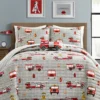 Gray & Red Fire Truck Twin 3-Piece Quilt Set -Home Store 810553048