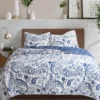 Erindale White & Blue Floral Paisley Full/Queen 3-Piece Quilt Set -Home Store 810553071