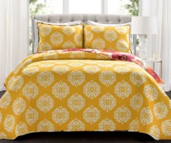 Leah Floral Reversible 3-Piece Quilt Set -Home Store 810553248 11