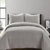 Light Gray Stripe All-Season Full/Queen 3-Piece Coverlet Quilt Set -Home Store 810553265
