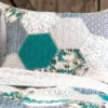 Briley Gray & Turquoise Geometric Hexagon Reversible Full/Queen 3-Piece Quilt Set -Home Store 810553324 1