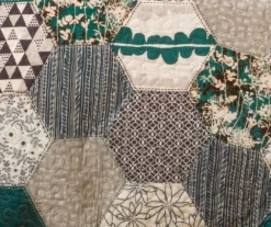 Briley Gray & Turquoise Geometric Hexagon Reversible Full/Queen 3-Piece Quilt Set 6 Briley Gray & Turquoise Geometric Hexagon Reversible Full/Queen 3-Piece Quilt Set -Home Store 810553324 2