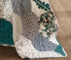 Briley Gray & Turquoise Geometric Hexagon Reversible Full/Queen 3-Piece Quilt Set 7 Briley Gray & Turquoise Geometric Hexagon Reversible Full/Queen 3-Piece Quilt Set -Home Store 810553324 3