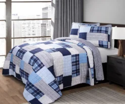 Greenville Plaid Patchwork Reversible 3-Piece Quilt Set -Home Store 810553374 2