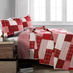 Greenville Plaid Patchwork Reversible 3-Piece Quilt Set -Home Store 810553375 2