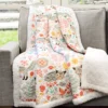 Pixie White & Gray Floral Fox Quilted Sherpa Throw, (50" X 60") -Home Store 810553462
