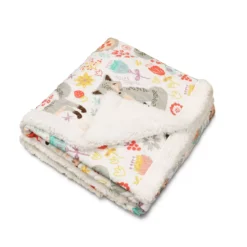 Pixie White & Gray Floral Fox Quilted Sherpa Throw, (50" X 60") -Home Store 810553462 2