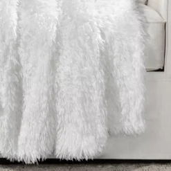 Emma White Faux Fur Throw, (50" X 60") -Home Store 810553469 1