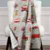 Gray & Red Fire Truck Quilted Throw, (50" X 60") -Home Store 810553475