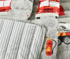 Gray & Red Fire Truck Quilted Throw, (50" X 60") -Home Store 810553475 3