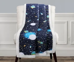 Navy & White Universe Quilted Sherpa Throw, (50" X 60") 9 Navy & White Universe Quilted Sherpa Throw, (50" X 60") -Home Store 810553478