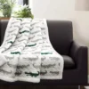 White & Green Alligator Pattern Quilted Sherpa Throw, (50" X 60") -Home Store 810553481