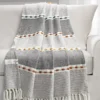 Black & White Thread-Stripe Herringbone Tassel-Trim Throw, (50" X 60") 1 Black & White Thread-Stripe Herringbone Tassel-Trim Throw, (50" X 60") -Home Store 810553511