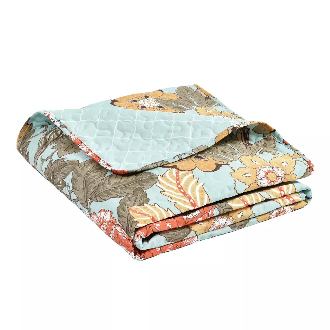 Blue & Yellow Floral Sydney Quilted Throw, (50" X 60") 6 Blue & Yellow Floral Sydney Quilted Throw, (50" X 60") - Image 4